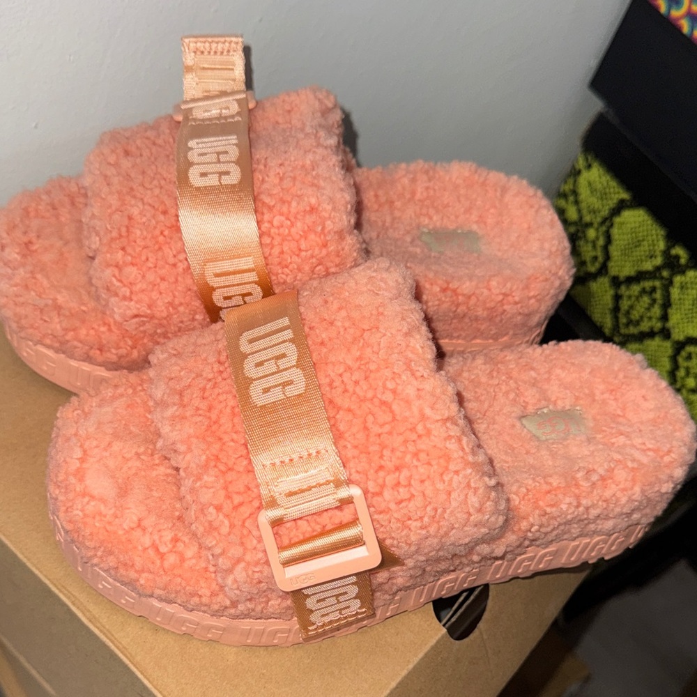 UGG Coral Fluffy Slide Sandals